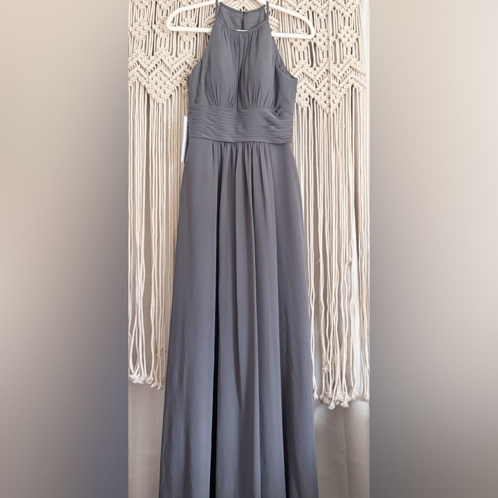 Azazie Bonnie Dress Steel Grey NWT Size A0